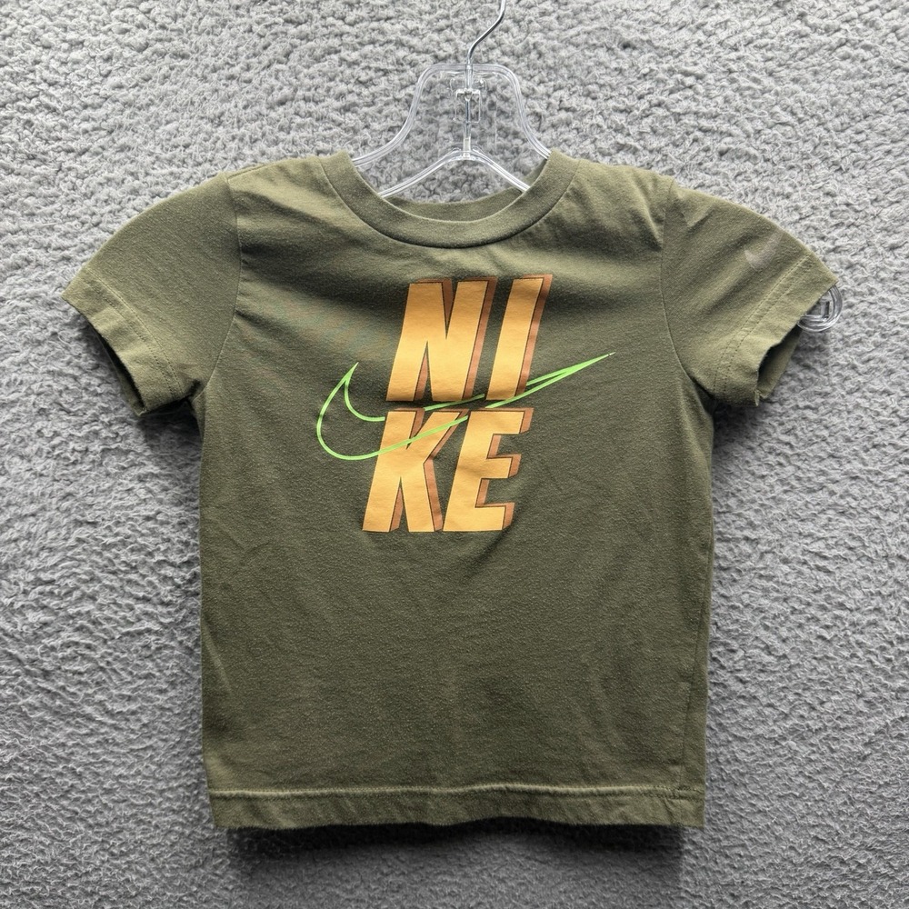 Nike T-Shirt Toddler Boys Size 4T Green Graphic Logo Short Sleeve Top Size 4T